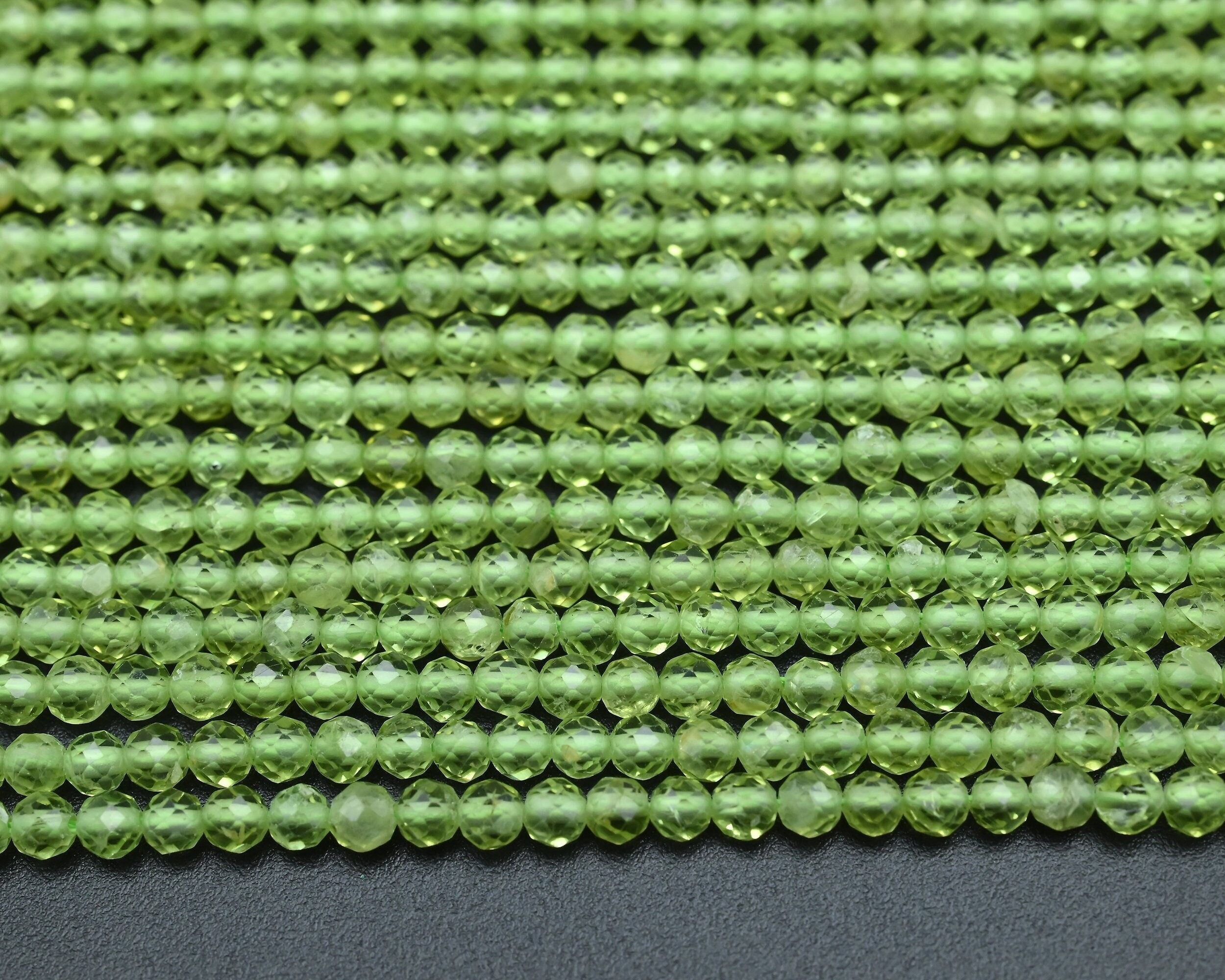 Natural Green Peridot Faceted Round Beads,2mm/3mm/4mm Loose Faceted Beads,for Jewelry Diy Making Beads,bracelet Making Beads.wholesale Beads