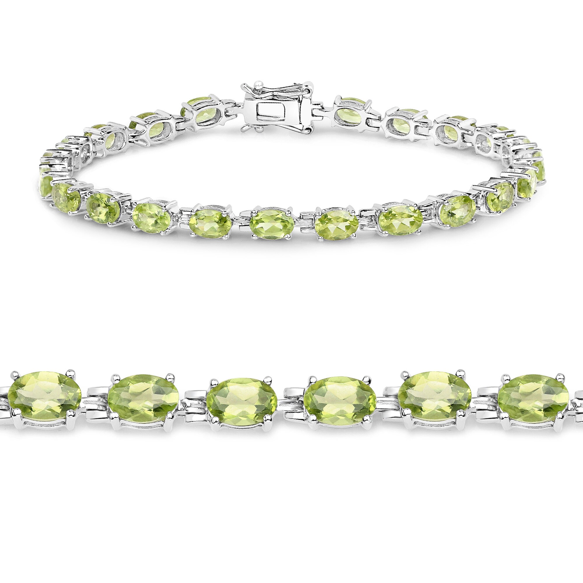 Peridot Bracelet, Natural Peridot Oval Tennis Bracelet In .925 Sterling Silver, August Birthstone Bracelet, Gifts For Her, Green Gemstone