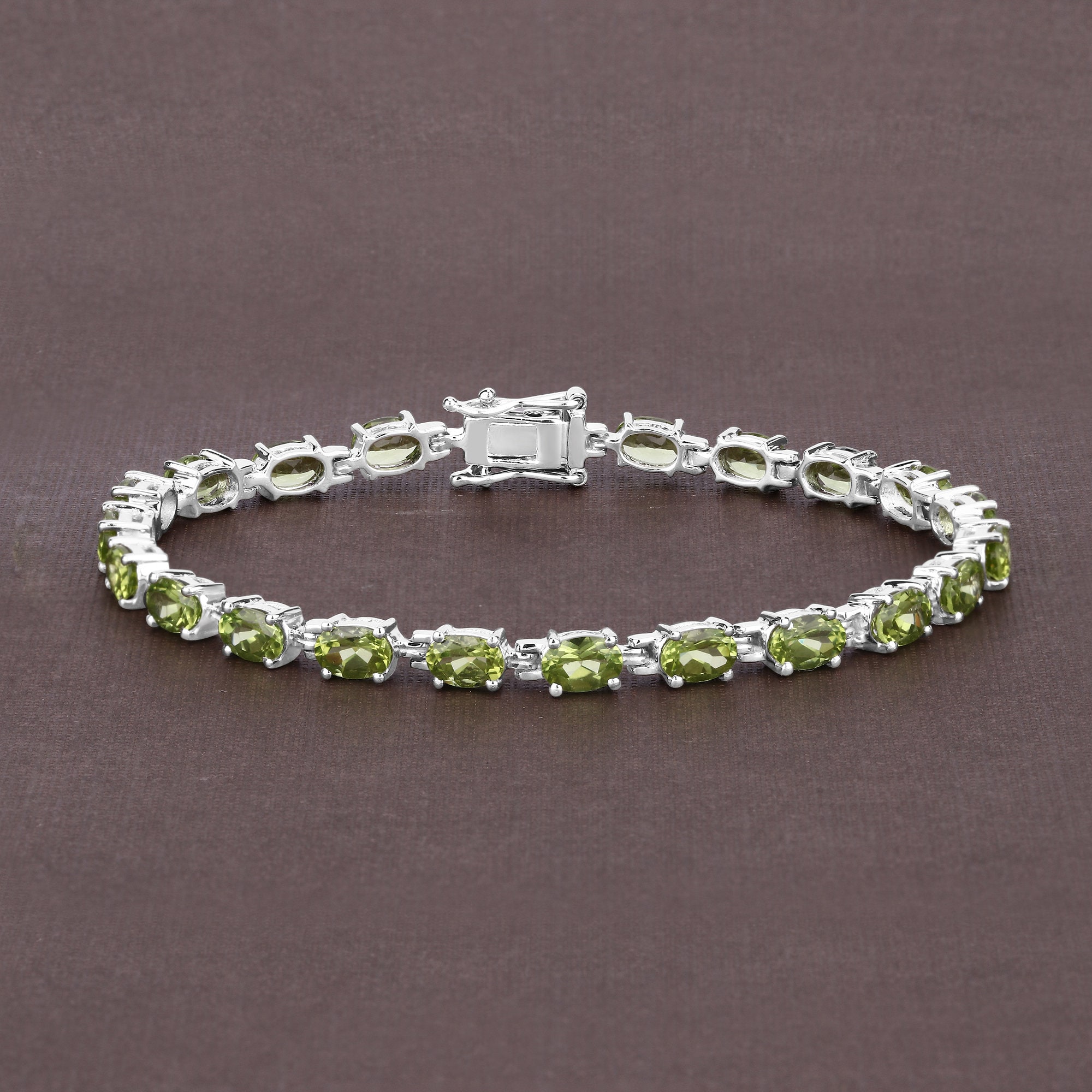 Peridot Bracelet, Natural Peridot Oval Tennis Bracelet In .925 Sterling Silver, August Birthstone Bracelet, Gifts For Her, Green Gemstone
