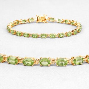 Peridot Bracelet, Natural Peridot Oval Tennis Bracelet In .925 Sterling Silver, August Birthstone Gold Plated Bracelet, Gifts For Her Peridot Bracelet, Natural Peridot Oval Tennis Bracelet In .925 Sterling Silver, August Birthstone Gold Plated Bracelet, Gifts For Her