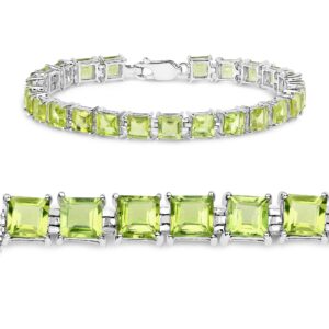 Peridot Bracelet, Natural Peridot Square Tennis Bracelet In .925 Sterling Silver, August Birthstone Bracelet, Gifts For Her, Green Gemstone Peridot Bracelet, Natural Peridot Square Tennis Bracelet In .925 Sterling Silver, August Birthstone Bracelet, Gifts For Her, Green Gemstone