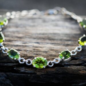 Oval Peridot Bracelet: Sterling Silver August Birthstone Jewelry Oval Peridot Bracelet: Sterling Silver August Birthstone Jewelry