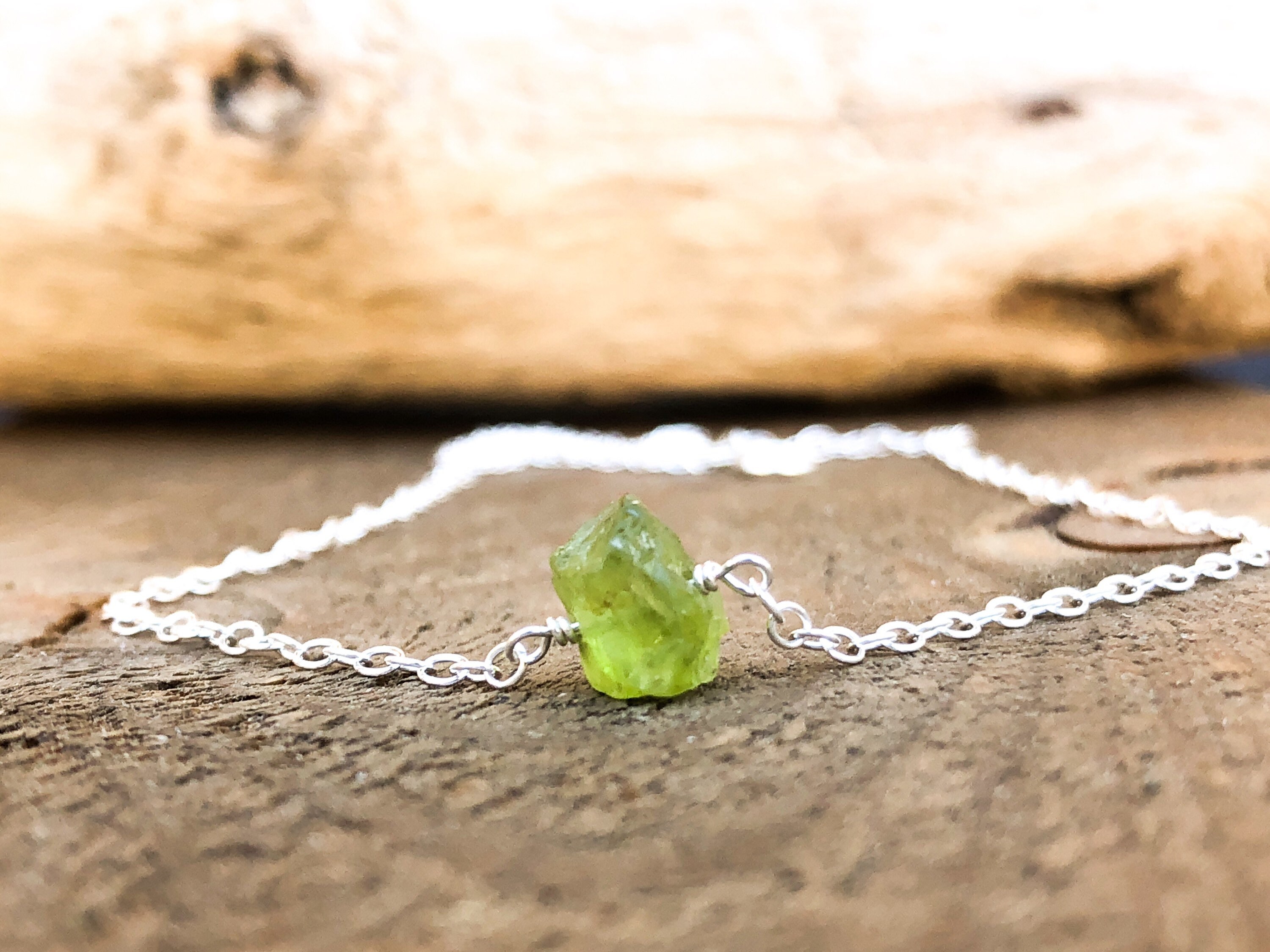 Raw Peridot Bracelet - Tiny Peridot Bracelet - August Birthstone - Dainty Peridot Bracelet - Silver Peridot Bracelet - Gold Peridot Bracelet