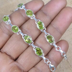 Peridot Sterling Silver Bracelet: Adjustable Gemstone Jewelry, August Birthstone