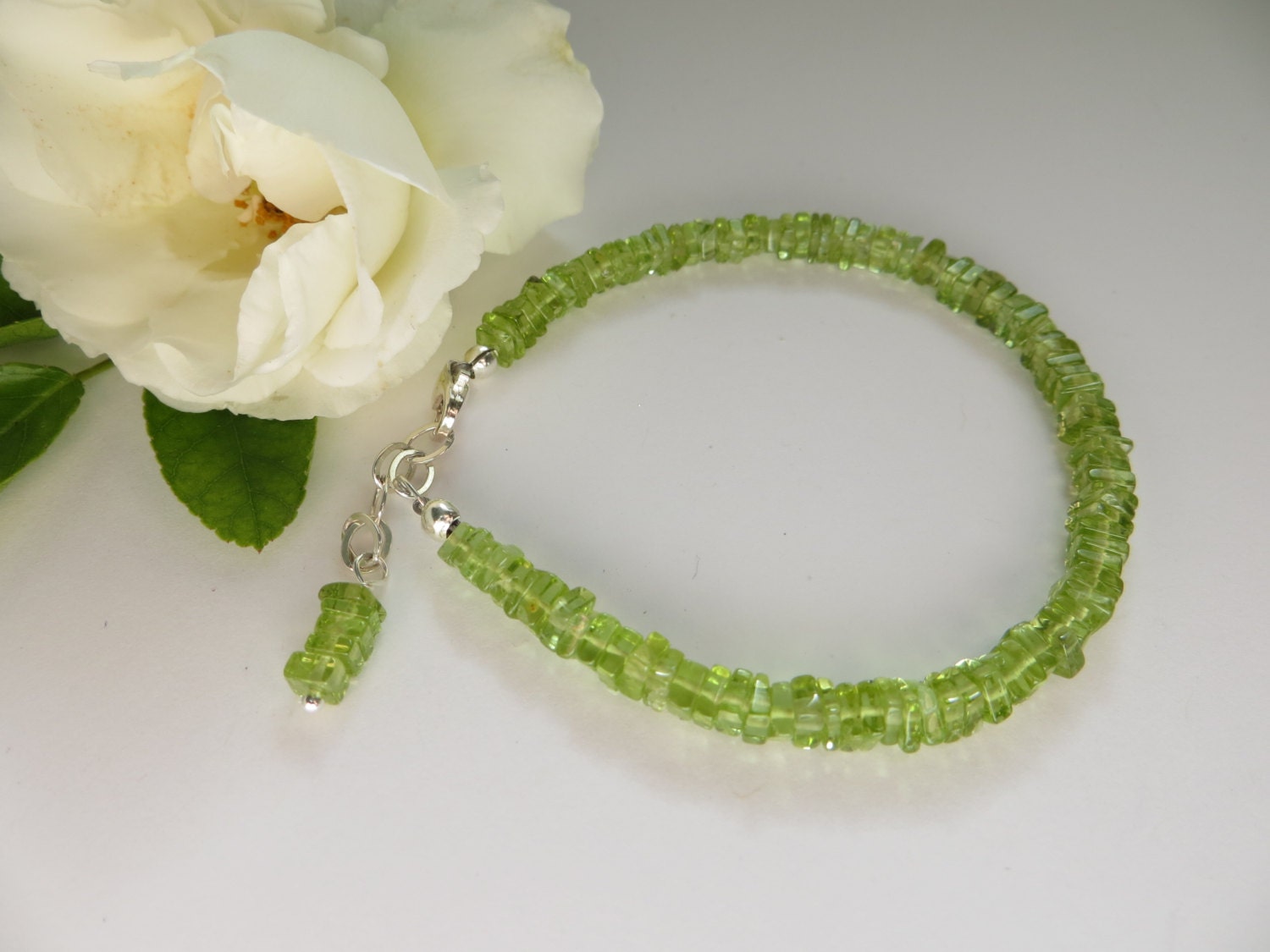 Peridot Sterling Silver Friendship Bracelet, August Birthstone, Anniversary Gift Peridot Sterling Silver Friendship Bracelet, August Birthstone, Anniversary Gift