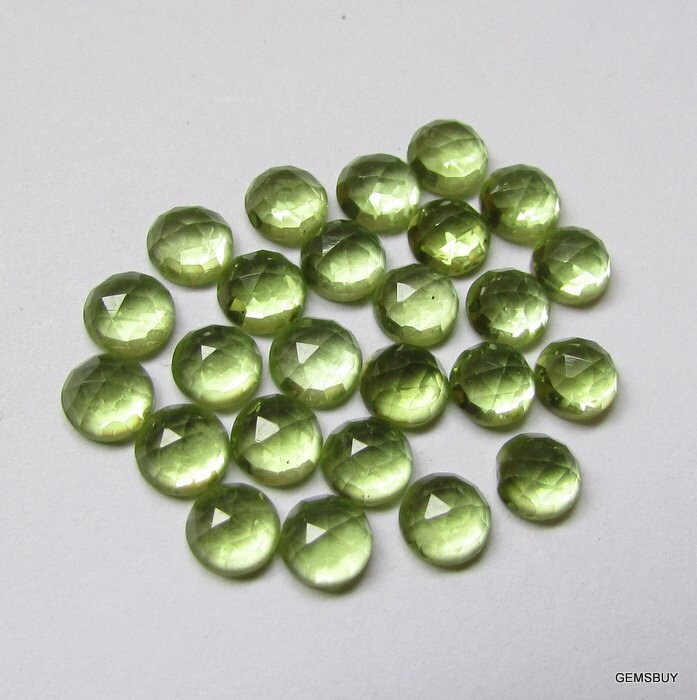 5 Aaa Peridot 4mm Rose Cut Cabochons 5 Aaa Peridot 4mm Rose Cut Cabochons
