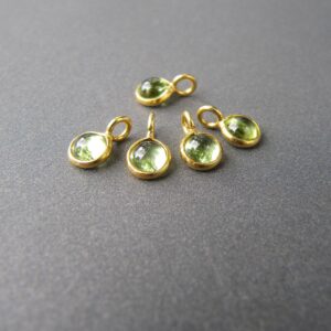 Peridot Charm • 18k Gold • 4mm Smooth Cabochon • Natural Gemstone • Real Solid 18 Carat Gold • August Birthstone