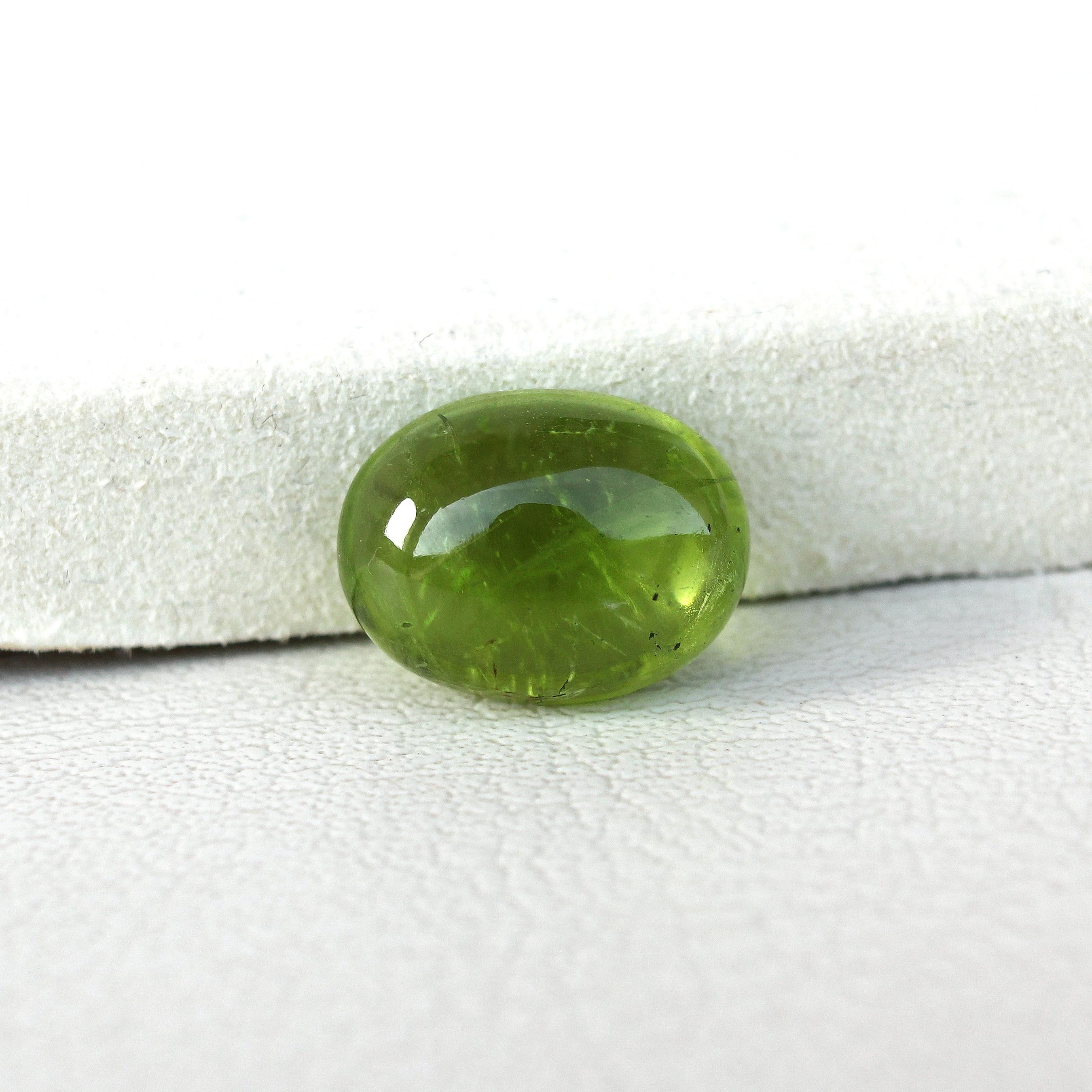 Green Peridot Stone Cabochon Oval Loose Gemstone 6.74ct Natural Peridot Loose Stone For Jewelry
