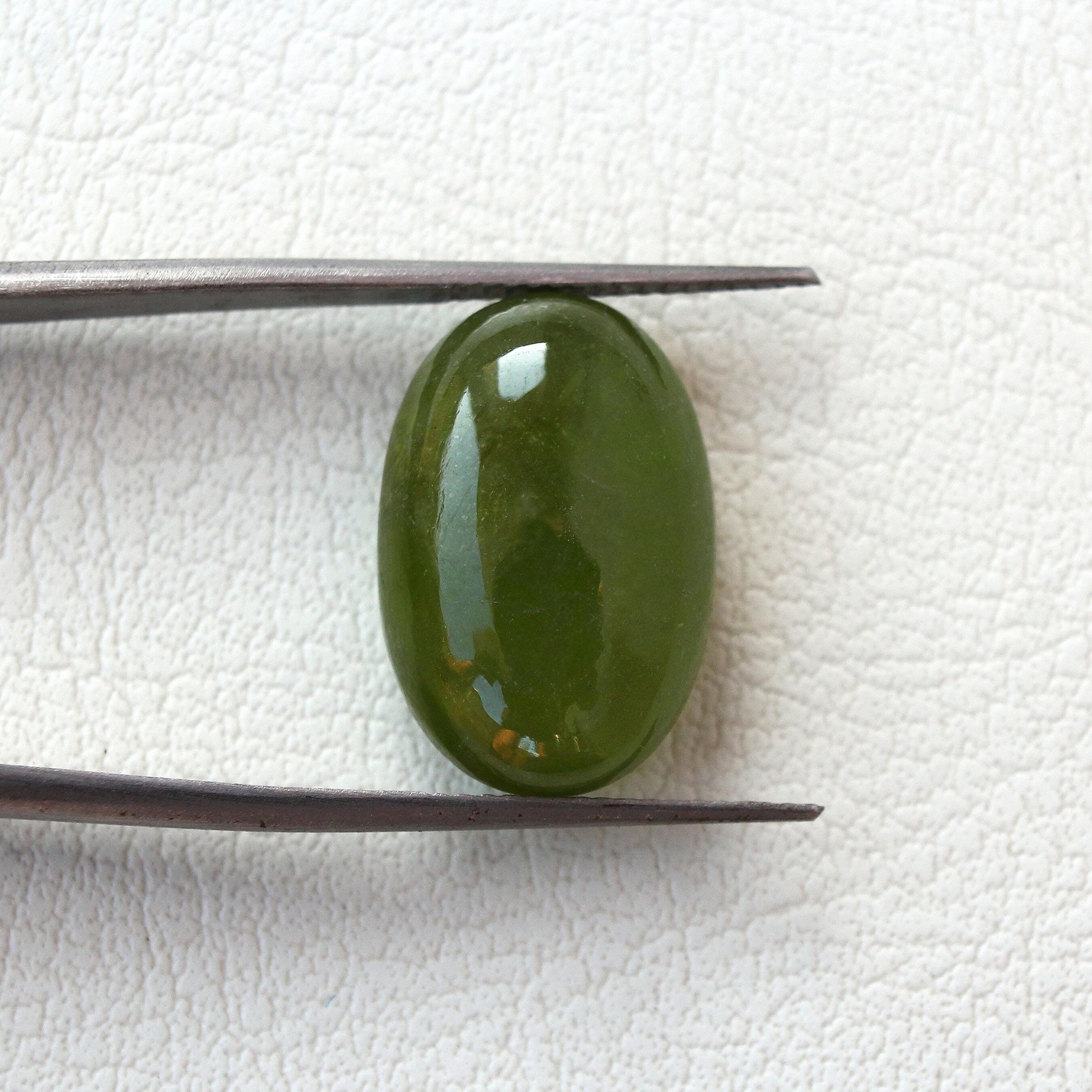 Natural Loose Peridot Gemstone From Pakistan Mines, Oval Cabochon Cut, 12x18mm, 13.21ct