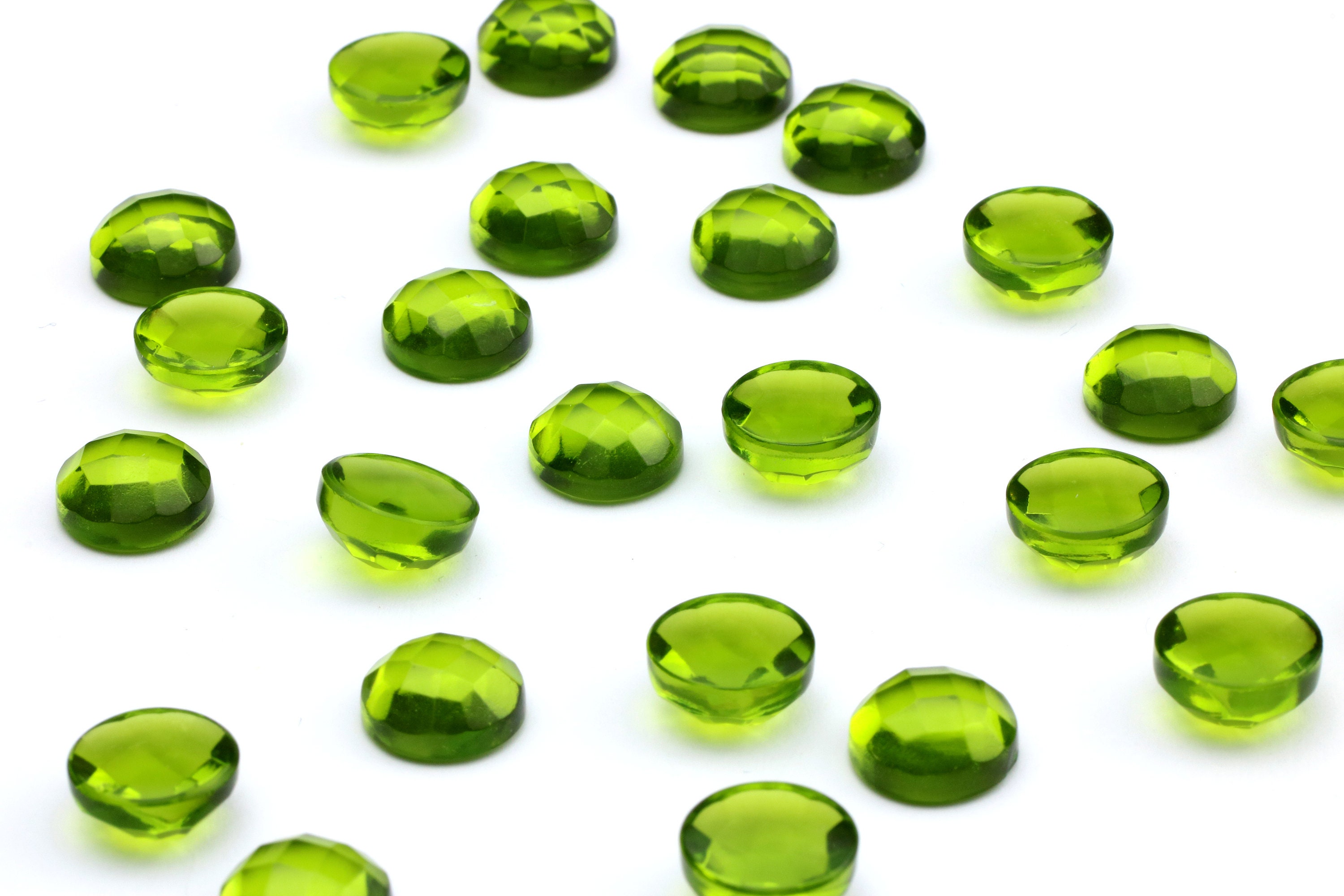 Transparent Peridot Cabochon,faceted Round Peridot,august Gemstone,birthstone Cabochons,semiprecious Cabochon,green Cabochon - Aa Quality