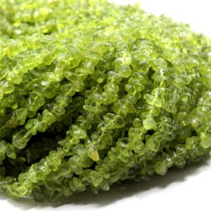 16" Natural Peridot Chip Beads: 4-5mm Gemstone Jewelry Making