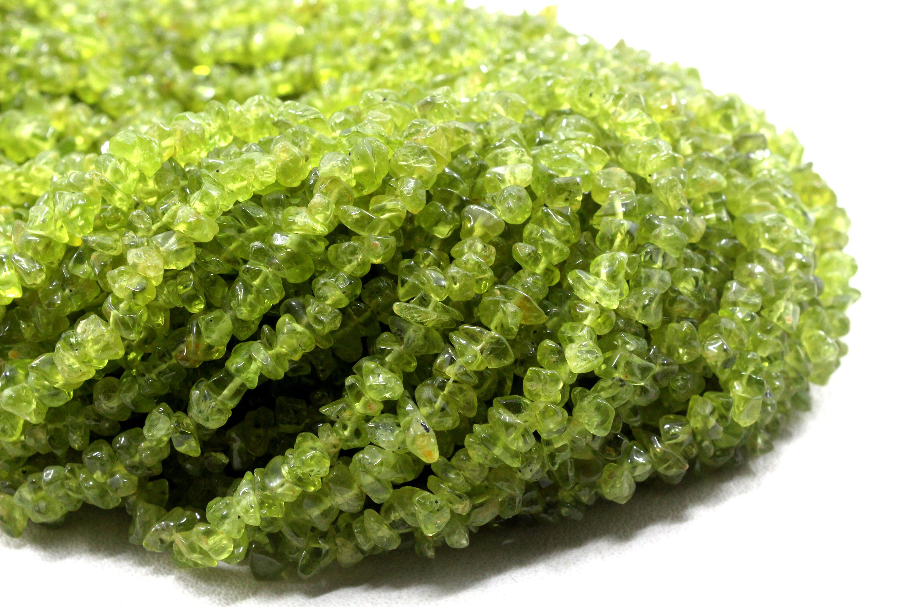16" Natural Peridot Chip Beads: 4-5mm Gemstone Jewelry Making