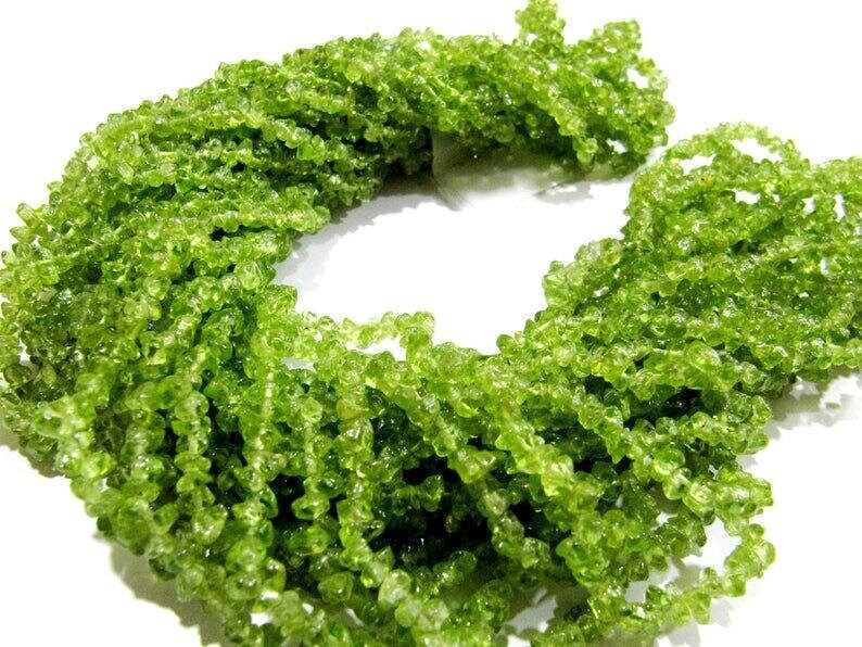 Aaa Peridot Uncut Chips, Peridot Smooth Uncut Beads, 34 " Strand Smooth Uncut Chips & Nuggets Beads, Raw Beads, Rough Beads, Peridot Beads