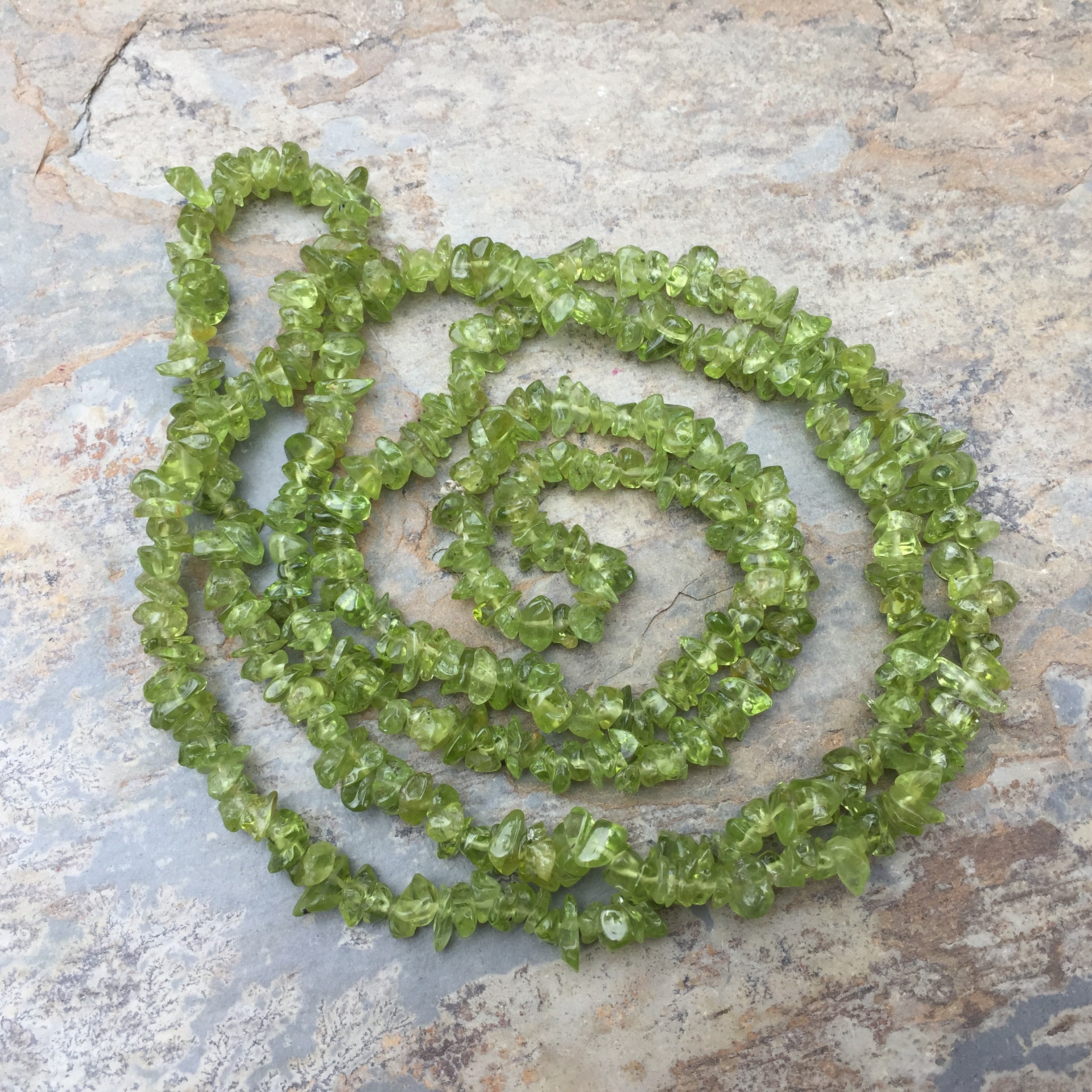 Peridot Chip Beads, 4mm Approx, 34 Inch Strand