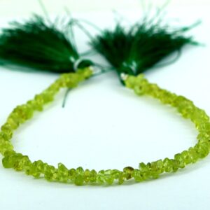 Peridot Beads: Natural Gemstone Pebble Chips, 10 Inch Strand