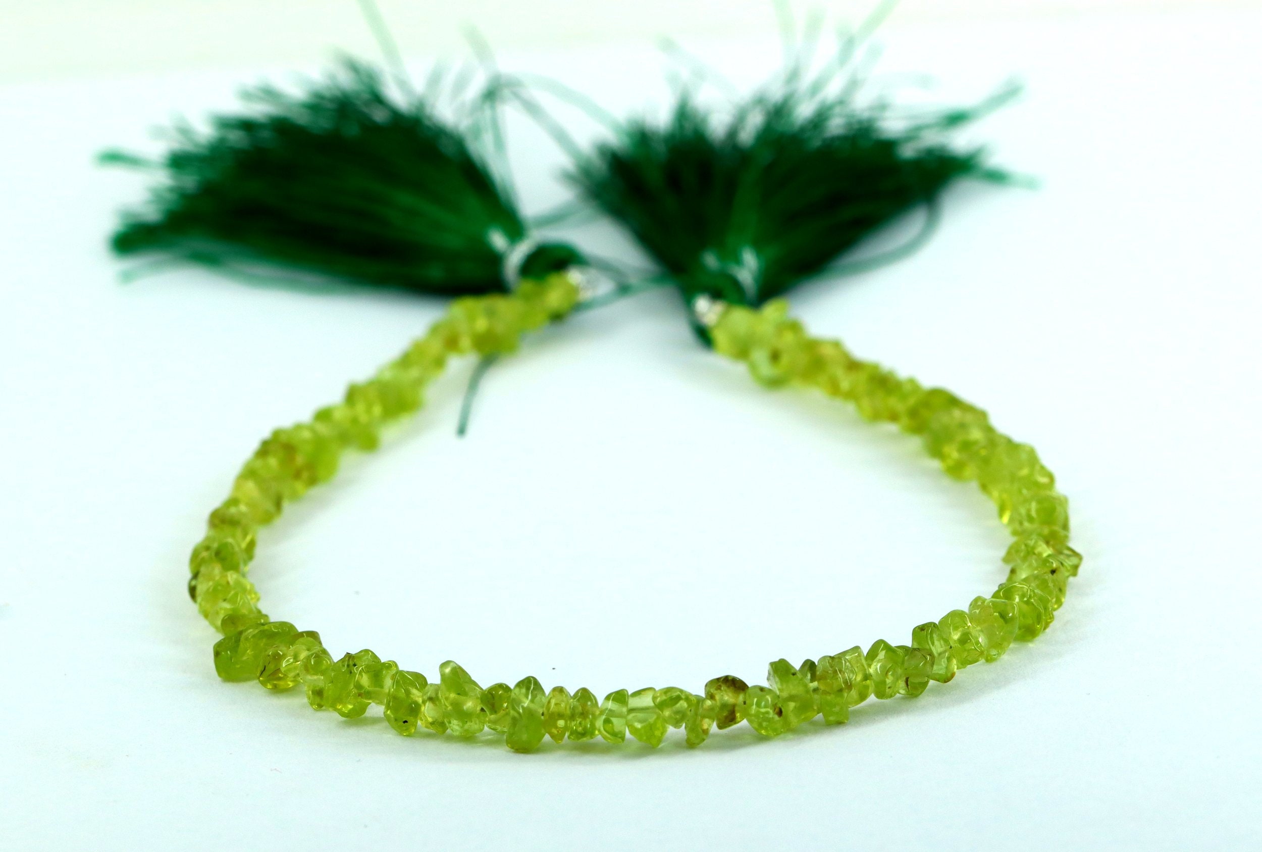 Peridot Beads: Natural Gemstone Pebble Chips, 10 Inch Strand