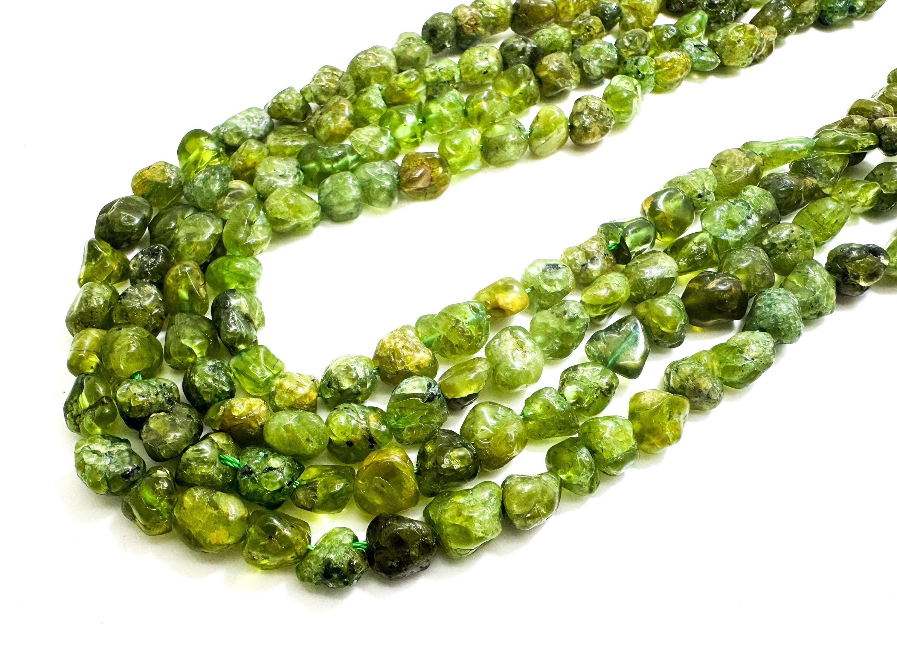 Green Peridot Beads, Natural Peridot Polished Nugget Pebble Round Barrel Gemstone Beads - Pg318