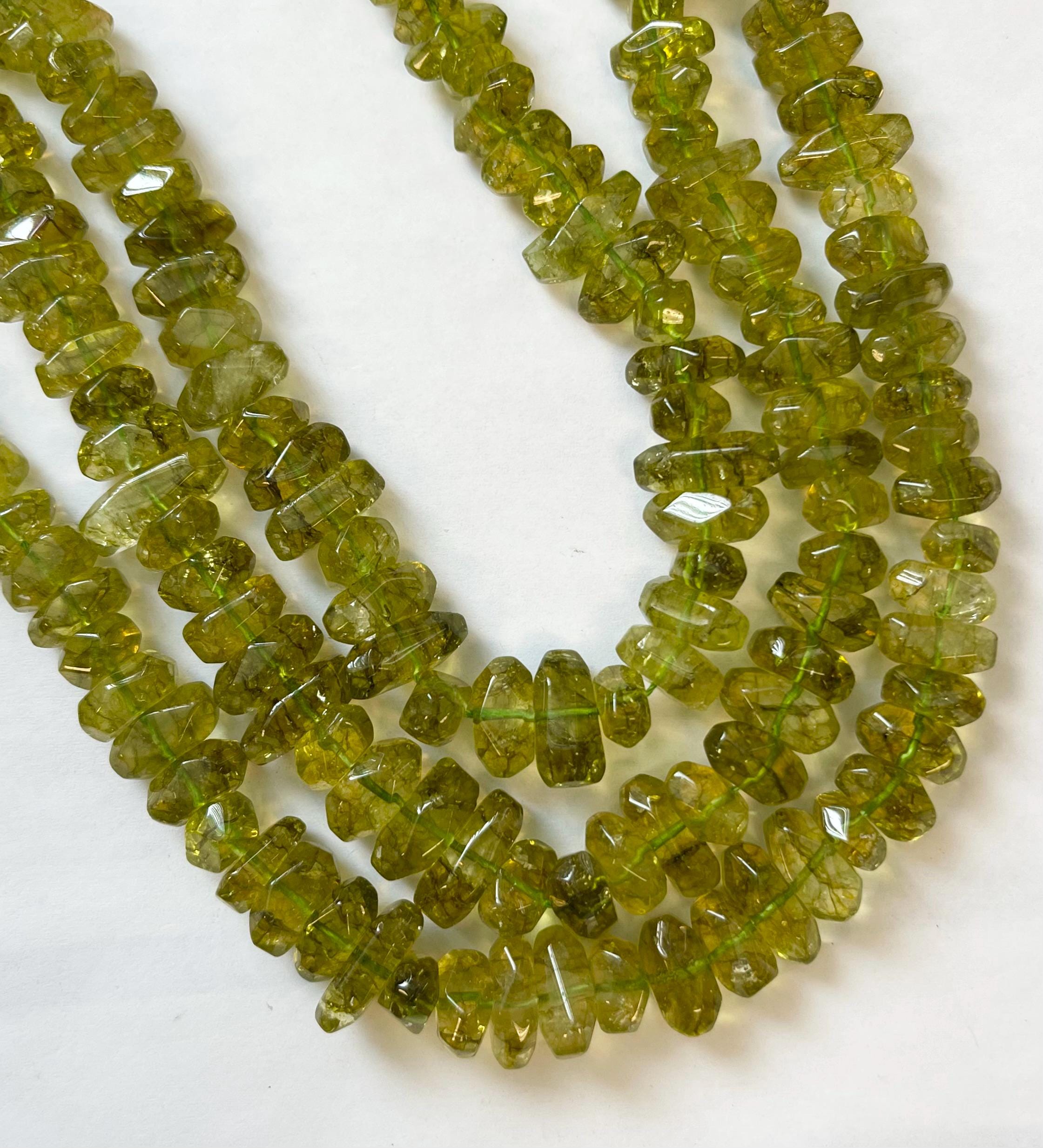 Natural Peridot (10-16)x(5-7)x(6-8)mm Nugget Gemstone Beads  - 15.5 Inch Strand