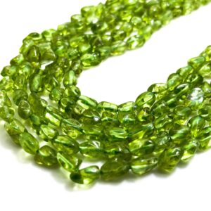 Natural Peridot Beads, Green Peridot Smooth Polished Nugget Chips Pebble Gemstone Bead - Pg61a