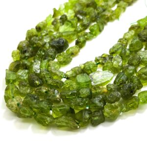 Natural Peridot Beads, Green Peridot Rough Nugget Pebble Chunks Gemstone Beads - Pg61c