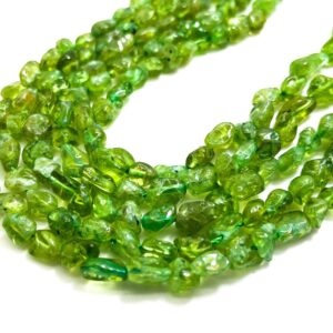 Natural Peridot Beads, Green Peridot Rough Polished Nugget Chips Pebble Gemstone Bead - Pg61b