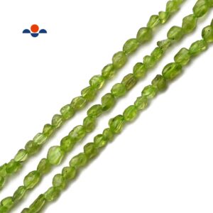 Natural Peridot Faceted Pebble Nugget Beads Approx 4-6mm 15.5" Strand