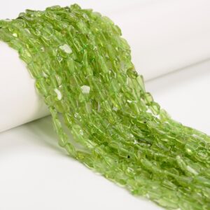 Natural Peridot Flat Nugget Beads Size 5-6mm X 5-8mm 15.5'' Strand