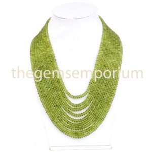 Natural Raw Peridot Necklace, Faceted Rondelle, August Birthstone