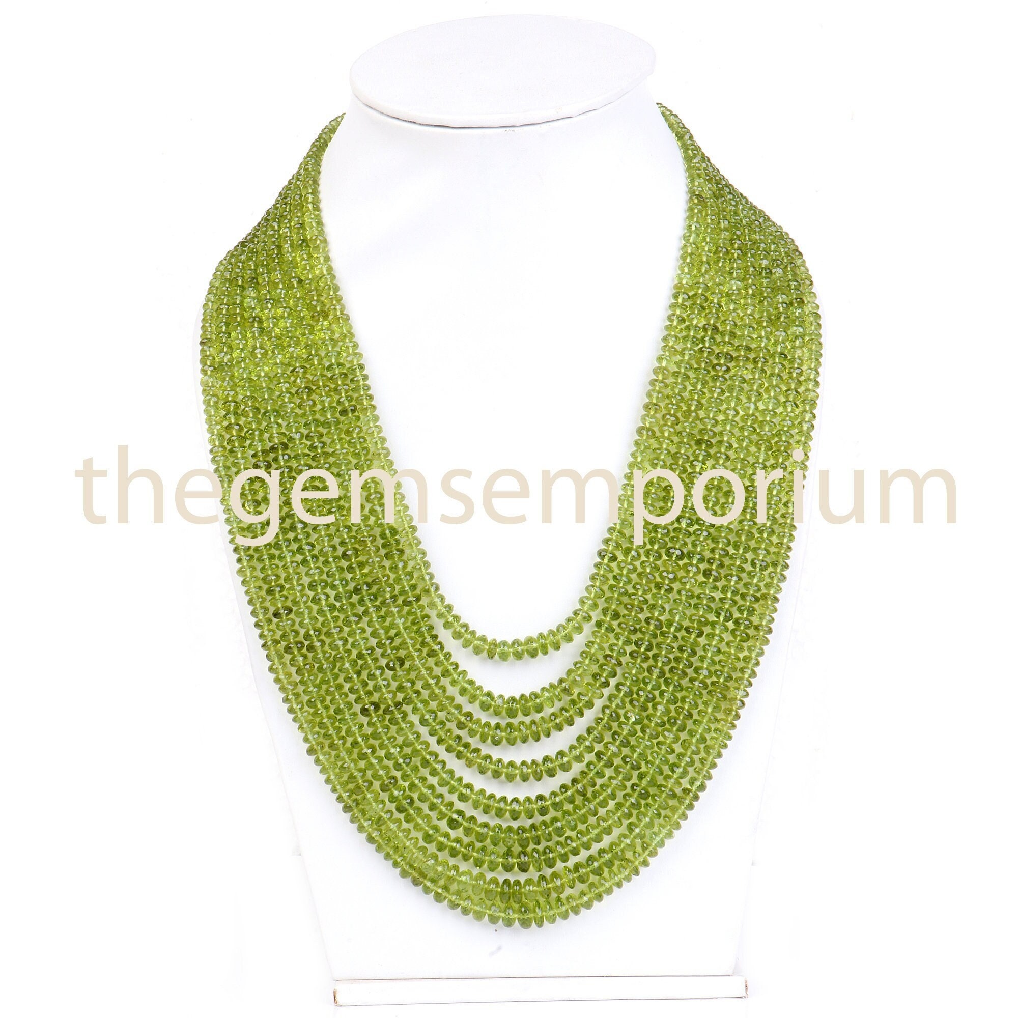 Natural Raw Peridot Necklace, Faceted Rondelle, August Birthstone