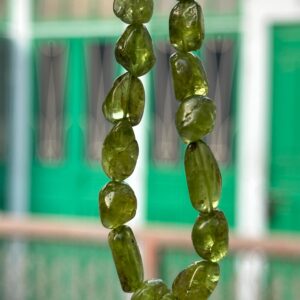 Natural Peridot Tumble Beads: 10x8 To 15x10mm, 8" Strand