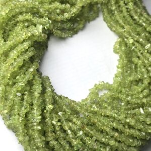 Natural Peridot Uncut Chips Beads, 34 Inch Strand, High Quality Beads,Green Peridot Gemstone Mala Beads For Necklace