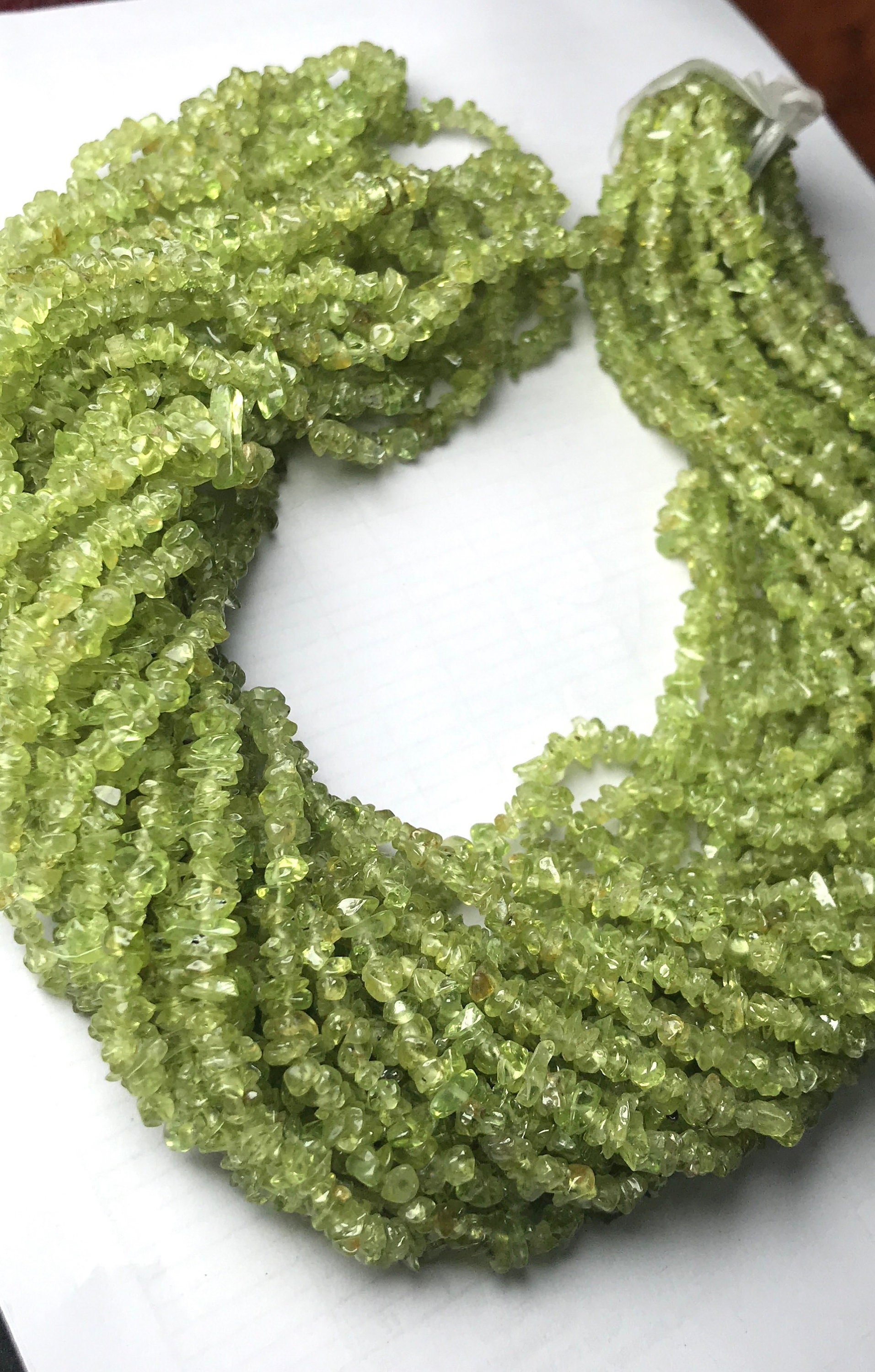 Natural Peridot Uncut Chips Beads, 34 Inch Strand, High Quality Beads,green Peridot Gemstone Mala Beads For Necklace