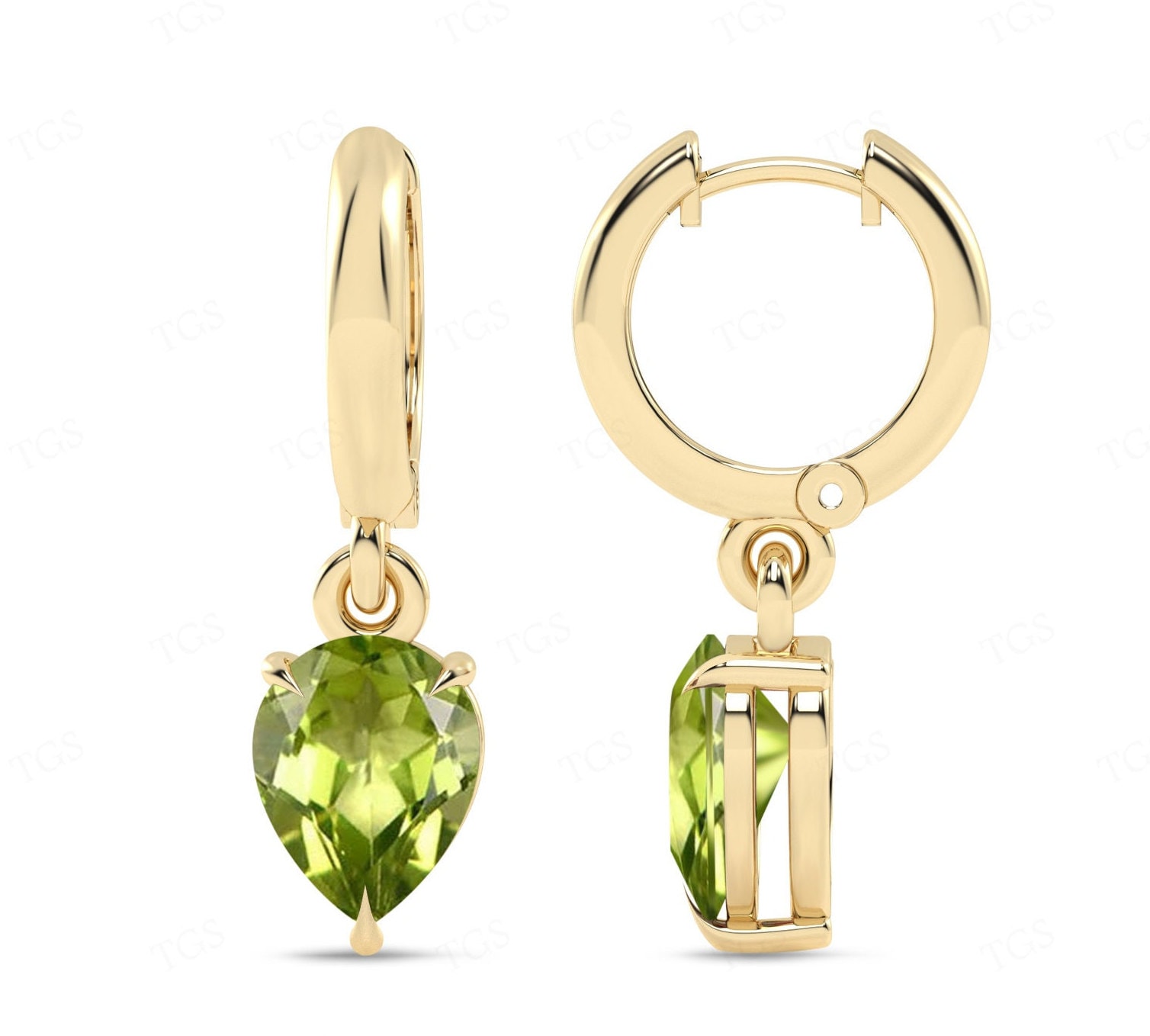 14k Gold Peridot Dainty Wedding Earrings Unique Peridot Tear Drop Hoop Earrings For Women Art Deco Peridot Huggie Hoop Earrings Gift For Her