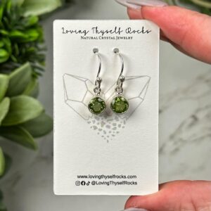 Peridot Earrings | 1g | - #1 (polished Green Crystal Jewelry, 925 Sterling Silver, Heart Chakra) Peridot Earrings | 1g | - #1 (polished Green Crystal Jewelry, 925 Sterling Silver, Heart Chakra)
