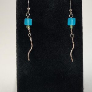 Blue Quartz, Peridot, and Sterling Silver Squiggle Earrings Handmade by Chris Hay Blue Quartz, Peridot, and Sterling Silver Squiggle Earrings Handmade by Chris Hay