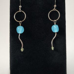 Blue Quartz and Peridot with Sterling Silver Hoop Earrings Handmade by Chris Hay Blue Quartz and Peridot with Sterling Silver Hoop Earrings Handmade by Chris Hay