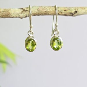 Peridot Crystal Dangle Earrings: Sterling Silver Gemstone Drop Earrings Peridot Crystal Dangle Earrings: Sterling Silver Gemstone Drop Earrings