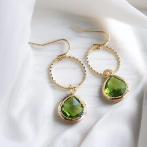 Peridot Crystal Drop Hoop Earrings, Green Crystal Dangle Earrings, August Birthstone Earrings, Gift For Mom Sister Wife, Peridot Jewelry Peridot Crystal Drop Hoop Earrings, Green Crystal Dangle Earrings, August Birthstone Earrings, Gift For Mom Sister Wife, Peridot Jewelry