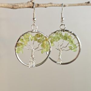 Peridot Crystal Earrings: Tree of Life Dangle Earrings Peridot Crystal Earrings: Tree of Life Dangle Earrings