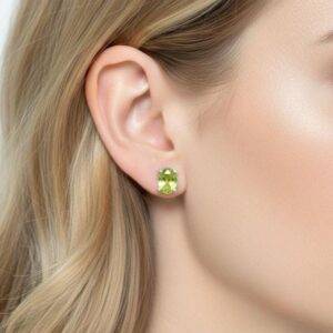 Dainty Peridot Stud Earrings: 925 Sterling Silver Dainty Peridot Stud Earrings: 925 Sterling Silver