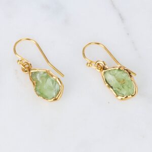 Dangle Raw Peridot Drop Earrings • Gold Filled • Peridot Birthstone Jewelry • Raw Crystal Drop Earrings • August Birthstone • Leo Gift