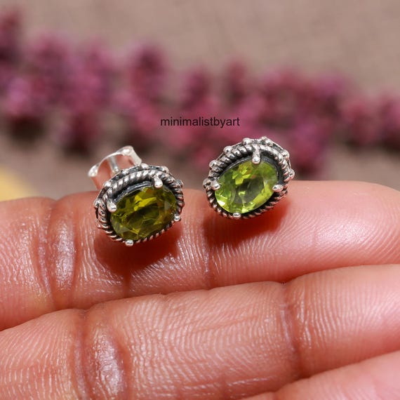 Peridot Earrings: Green Gemstone 925 Sterling Silver Dangle Earrings