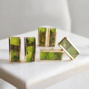Peridot Green Mojave Turquoise Stud Earrings • August Birthstone Gift • Green Gemstone Studs • Boho Colorful Jewelry • Gemstone Bar Earrings Peridot Green Mojave Turquoise Stud Earrings • August Birthstone Gift • Green Gemstone Studs • Boho Colorful Jewelry • Gemstone Bar Earrings