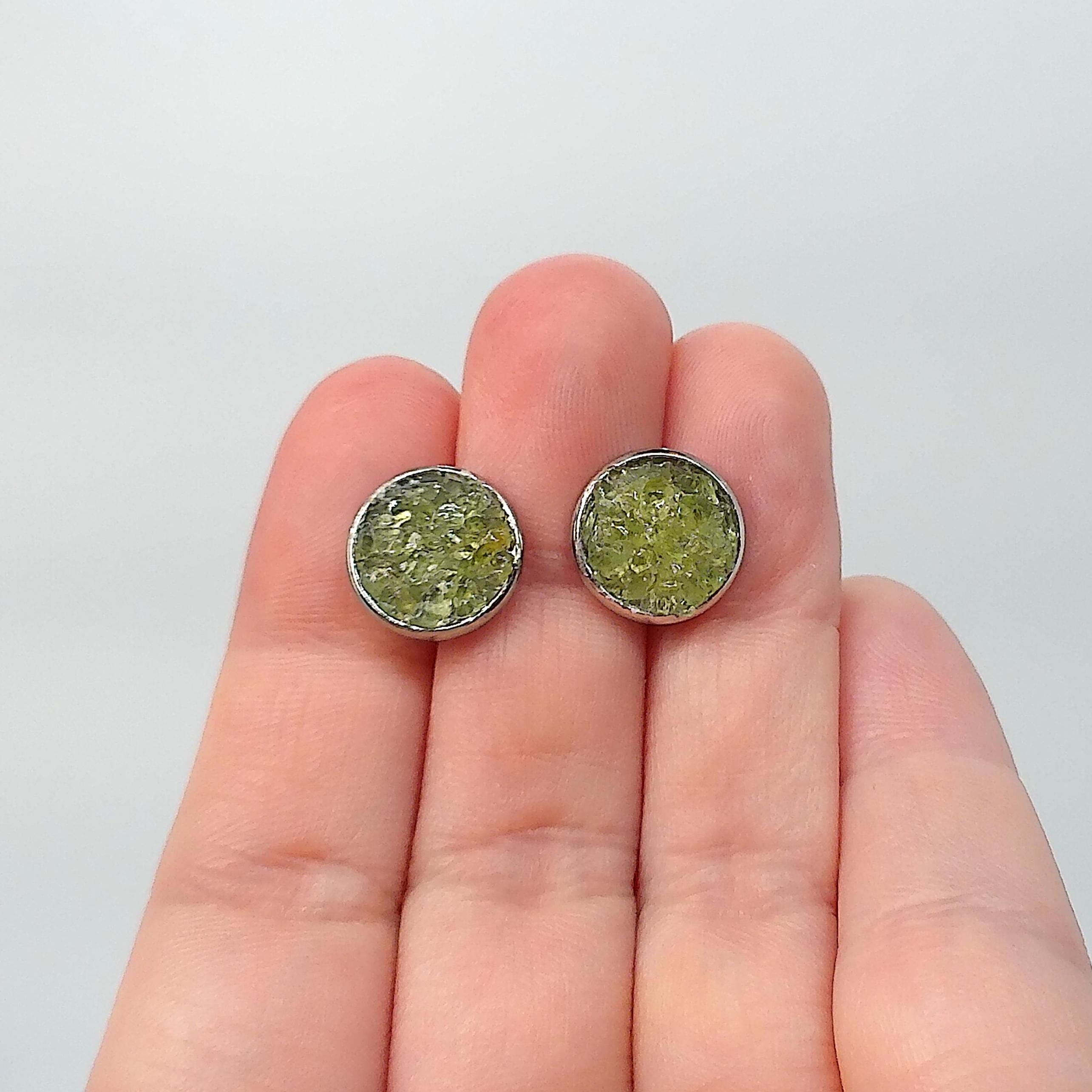 Green Peridot Stone Hypoallergenic Stainless Steel Stud Earrings
