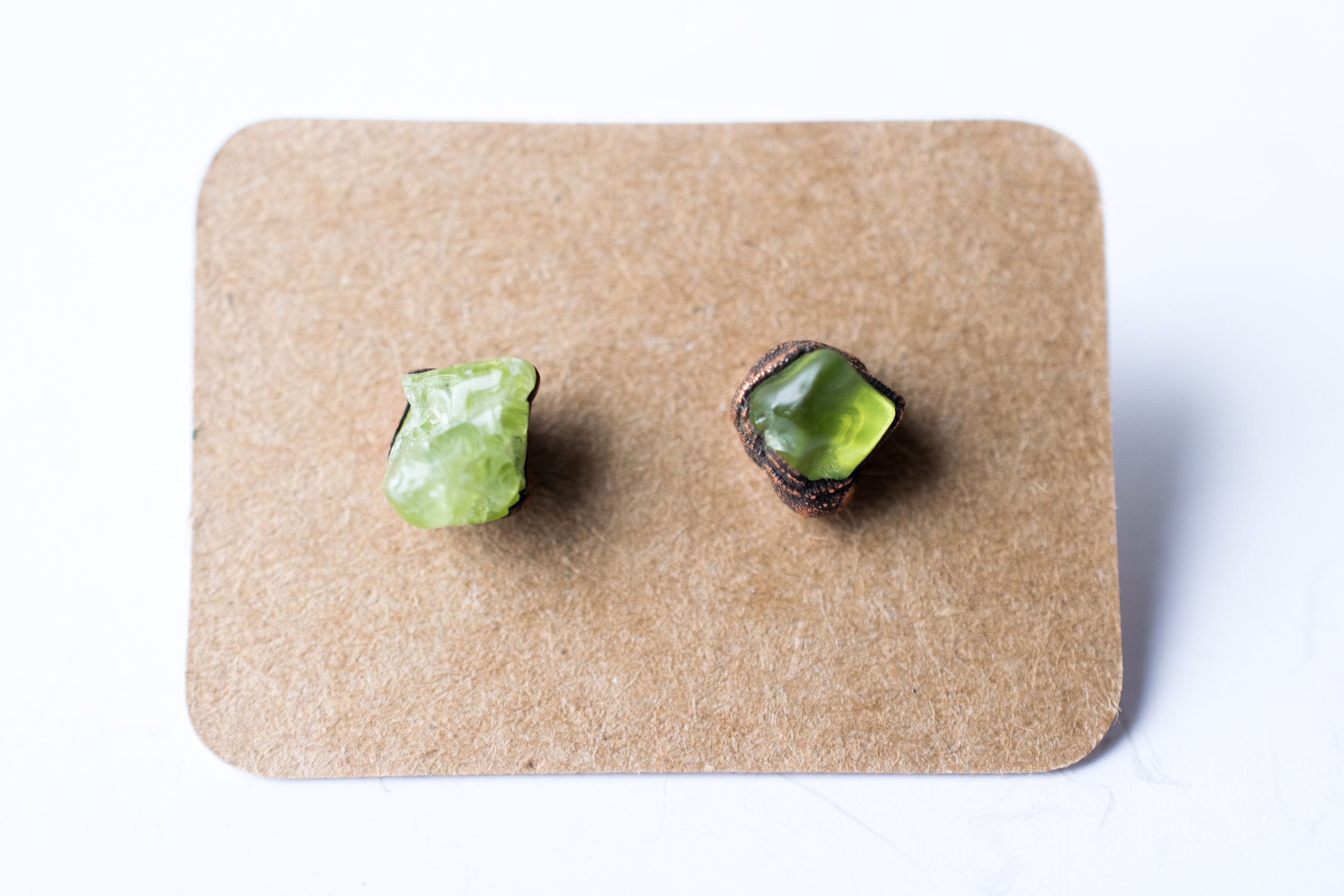 Green Peridot Studs | Raw Peridot Earrings | Copper & Peridot Earrings | Electroformed Jewelry | Organic Stone Jewelry Green Peridot Studs | Raw Peridot Earrings | Copper & Peridot Earrings | Electroformed Jewelry | Organic Stone Jewelry