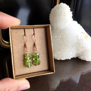 Handmade Peridot Copper Drop Earrings, Gift Boxed Handmade Peridot Copper Drop Earrings, Gift Boxed