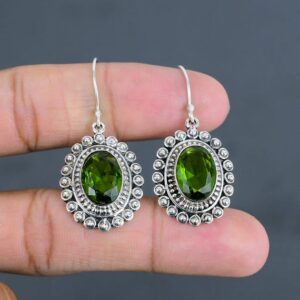 Handmade Faceted Peridot Earrings: Vintage Sterling Silver Designer Jewelry Handmade Faceted Peridot Earrings: Vintage Sterling Silver Designer Jewelry