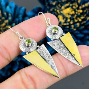 Handmade Peridot Earrings: Sterling Silver Dangle Drop Jewelry Handmade Peridot Earrings: Sterling Silver Dangle Drop Jewelry