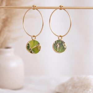 Peridot Mojave Hoop Earrings, Gold Filled Hoops With Kinstugi Style Gemstone Charms, August Birthstone Gift For Her, Boho Minimalist Jewelry Peridot Mojave Hoop Earrings, Gold Filled Hoops With Kinstugi Style Gemstone Charms, August Birthstone Gift For Her, Boho Minimalist Jewelry