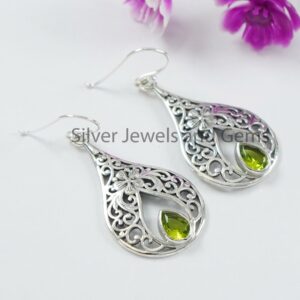Natural Peridot Earring, Designer Earring, 925 Silver Earrings, Teardrop Peridot Earring, Gift for Sister, Handmade Earrings Natural Peridot Earring, Designer Earring, 925 Silver Earrings, Teardrop Peridot Earring, Gift for Sister, Handmade Earrings